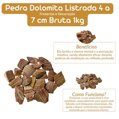 Pedra  Dolomita Listrada 4 a 7 cm Bruta 1 Kg Natural