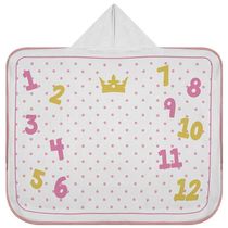 Toalha Capuz Tecebem Baby Mesversario Felpudo Estampada com Viés Kinder 70cm90cm Rosa