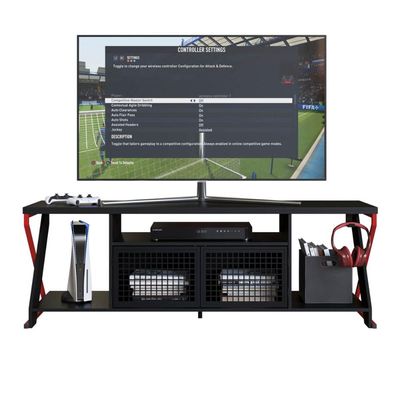 Rack Gamer para Tv até 60" com Led RGB  P1033 Vermelho/Preto