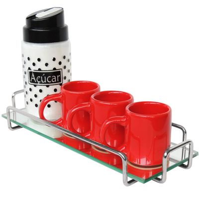 Bandeja De Vidro Retangular Espelhada Para Decoração Casa Cinza