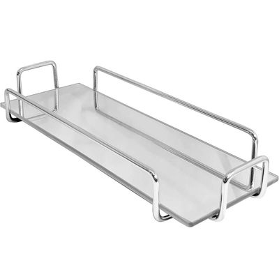 Bandeja De Vidro Retangular Espelhada Para Decoração Casa Cinza