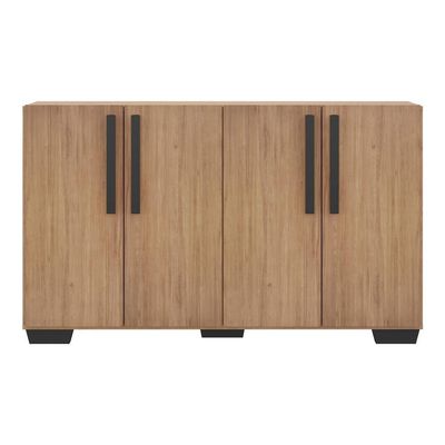 Aparador Buffet 4 Portas Com Pés Quadrados Rustic/preto