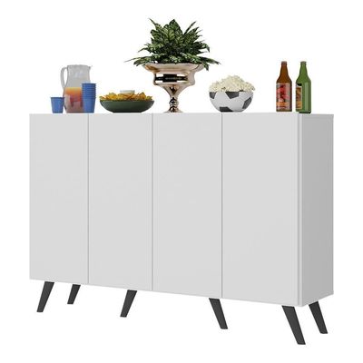 Aparador Buffet 4 Portas Retrô Alemanha Br3556 Branco Preto