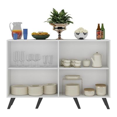 Aparador Buffet 4 Portas Retrô Alemanha Br3556 Branco Preto
