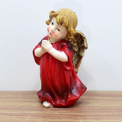 Enfeite Estatueta Anjinho Vermelho Anjo Em Resina Natal 13cm