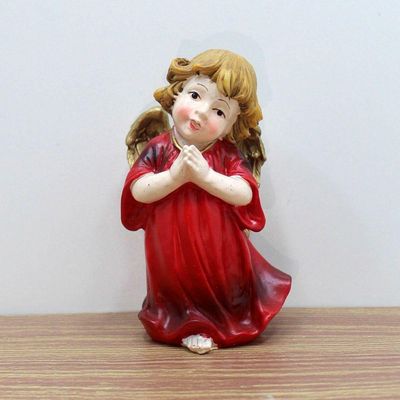 Enfeite Estatueta Anjinho Vermelho Anjo Em Resina Natal 13cm