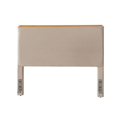 Cabeceira Cama Box King 1,93m Estofada Detalhe Em Madeira Java Veludo Bege