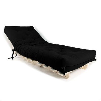 Sofa Cama Solteiro Futon Dobrável Preto Acquablock