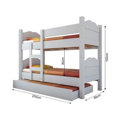 Beliche Madrid Com Grades De Proteção E Cama Removível - Branco Com 2 Colchões
