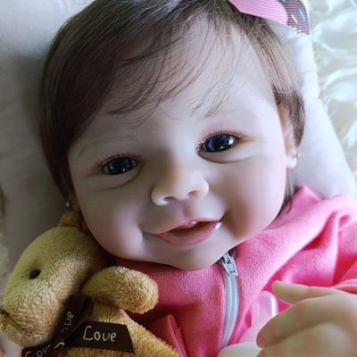 Bebê Reborn Menina Toda De Silicone De Vinil Artesanal Olhos Abertos Cabelo Implantado Fio A Fio Realista
