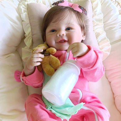 Bebê Reborn Menina Toda De Silicone De Vinil Artesanal Olhos Abertos Cabelo Implantado Fio A Fio Realista