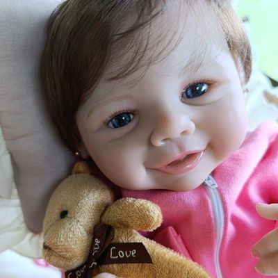 Bebê Reborn Menina Toda De Silicone De Vinil Artesanal Olhos Abertos Cabelo Implantado Fio A Fio Realista