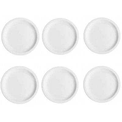 Conjunto de 6 Pratos Rasos Classe Única Iguaçu de Porcelana Germer Branco