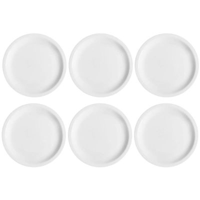Jogo 6 Pratos de Sobremesa em Porcelana 19cm Classe Única Iguaçu Germer Branco