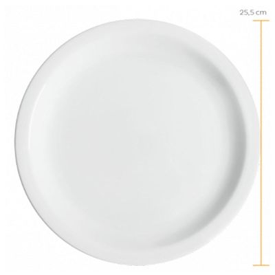 Conjunto de 12 Pratos Rasos para Refeições de Porcelana Iguaçu Classe Única Branco
