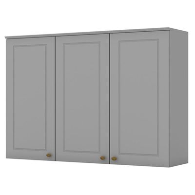 Armário Aéreo 3 Portas MDF 120 Cm Americana C352 Cinza Henn