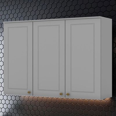 Armário Aéreo 3 Portas MDF 120 Cm Americana C352 Cinza Henn