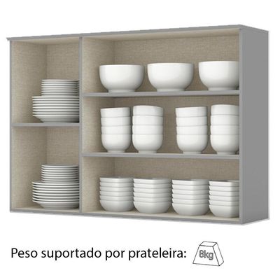 Armário Aéreo 3 Portas MDF 120 Cm Americana C352 Cinza Henn