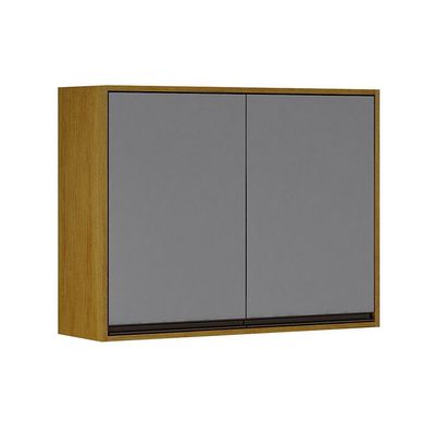 Armário De Cozinha Nala Aéreo 2 Portas Mobilihouse Cinamomo/cinza Acetinado