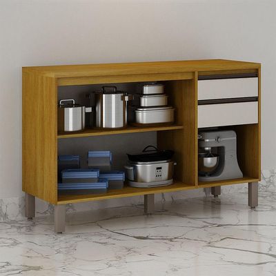 Balcão De Cozinha Nala 3 Portas 2 Gavetas Mobilihouse Cinamomo/off White