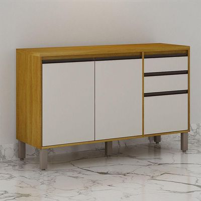 Balcão De Cozinha Nala 3 Portas 2 Gavetas Mobilihouse Cinamomo/off White
