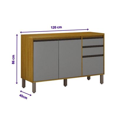 Balcão De Cozinha Nala 3 Portas 2 Gavetas Mobilihouse Cinamomo/off White