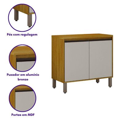 Balcão De Cozinha Nala 2 Portas Pés Reguláveis Mobilihouse Carvalho/off White