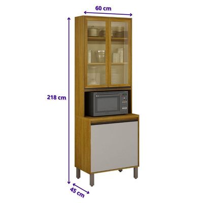 Paneleiro Cristaleira Nala 2 Portas P Microondas Mobilihouse Cinamomo/off White