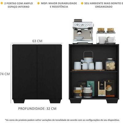 Aparador Multimóveis Cantinho Do Café Com 2 Portas Preto