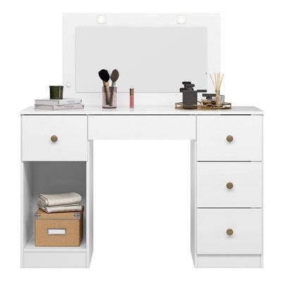 Penteadeira Camarim Sonhos Com Porta E 5 Gavetas Branco Moval Branco