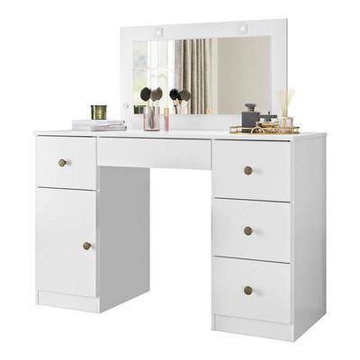 Penteadeira Camarim Sonhos Com Porta E 5 Gavetas Branco Moval Branco