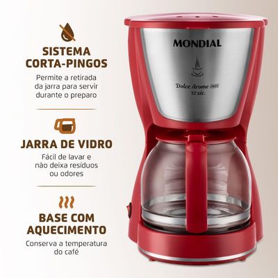 Cafeteira Elétrica Dolce Arome C-32-32x-r 127v-vermelho/inox 110V