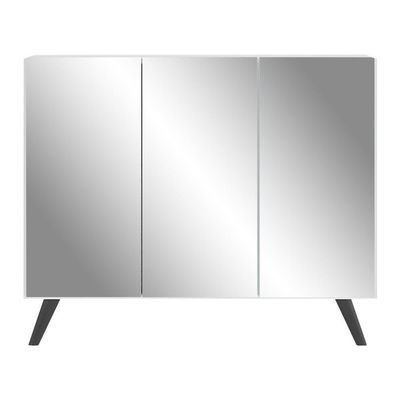 Aparador 3 Portas Com Espelho Retrô Mp1013 Branco/Preto