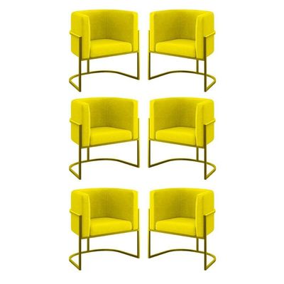 Kit 06 Cadeiras Poltrona Lua Gold Balaqui Amarelo