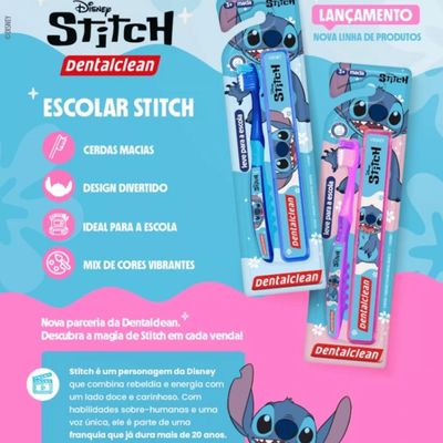ESCOVA DE DENTE INFANTIL STITCH ESCOLAR - 3A+ - DENTALCLEAN