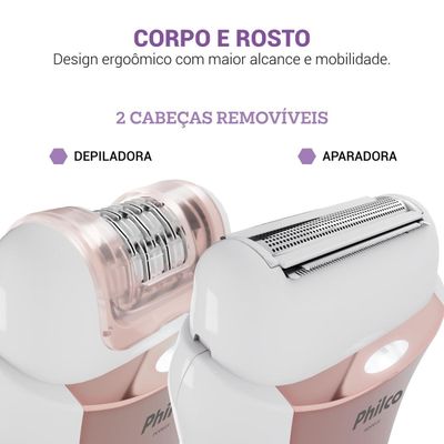 Depilador Philco Bivolt 4 acessórios Corpo e Rosto PDPE01 Bivolt