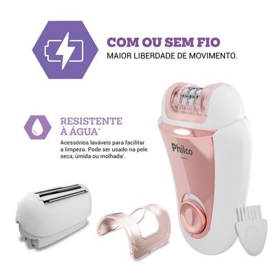 Depilador Philco Bivolt 4 acessórios Corpo e Rosto PDPE01 Bivolt
