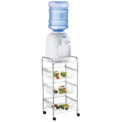 Fruteira de Chão 3 Andares Para Cozinha Aramada com Rodinhas Suporte para Água Schmitt