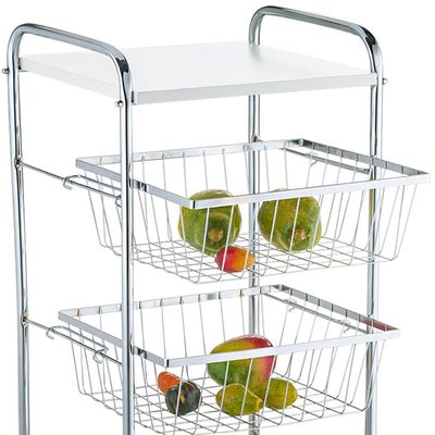 Fruteira de Chão 3 Andares Para Cozinha Aramada com Rodinhas Suporte para Água Schmitt