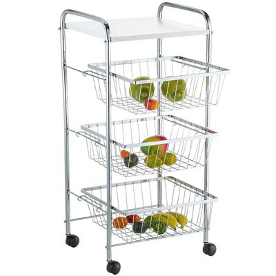 Fruteira de Chão 3 Andares Para Cozinha Aramada com Rodinhas Suporte para Água Schmitt