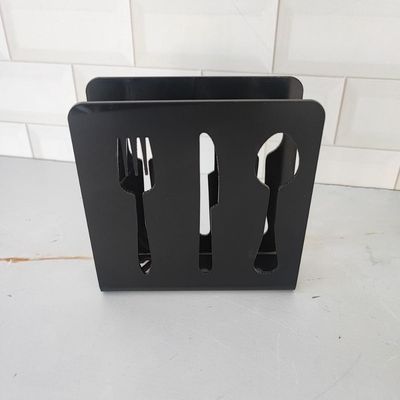 Conjunto 12 Suporte Porta Guardanapos Preto Acrílico Desenho Talheres Zarg