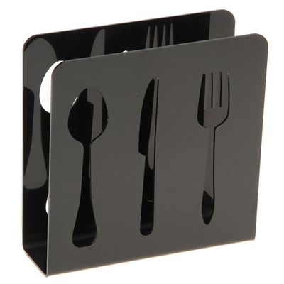 Conjunto 12 Suporte Porta Guardanapos Preto Acrílico Desenho Talheres Zarg