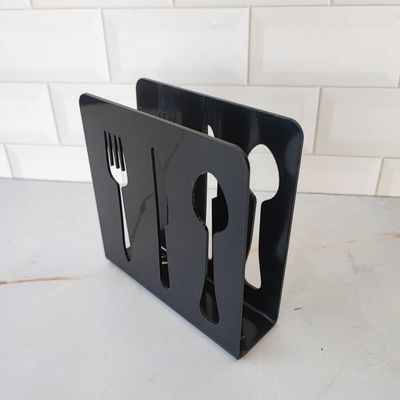 Conjunto 12 Suporte Porta Guardanapos Preto Acrílico Desenho Talheres Zarg