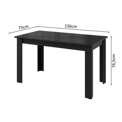 Mesa De Jantar Retangular Com Tampo De Vidro Preto 5231 Madesa Preto