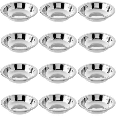 Conjunto 12 Tigelas Redondas 225ml Bowl Inox 14cm Hercules Cozinha Multiuso