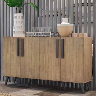 Aparador Buffet 4 Portas Com Pés Retrô Viena Rustic/preto