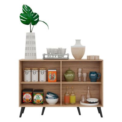 Aparador Buffet 4 Portas Com Pés Retrô Viena Rustic/preto