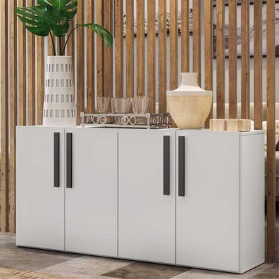 Aparador Buffet 4 Portas Viena Branco/preto