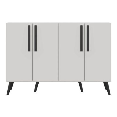 Aparador Buffet 4 Portas Com Pés Retrô Viena Branco/preto