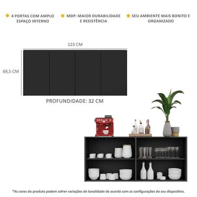 Aparador Buffet 4 Portas Multimóveis Veneza Preto